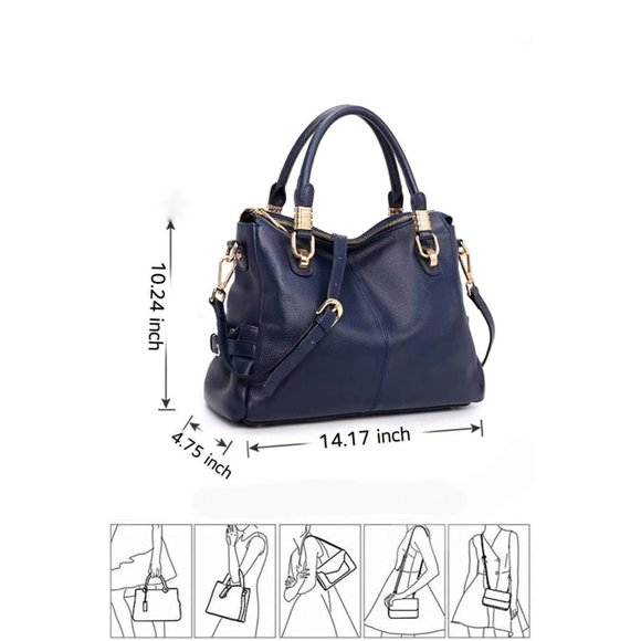 Kattee Genuine Soft Leather Purse / Handbag, Satchel Tote Shoulder Bag - Picture 10 of 13